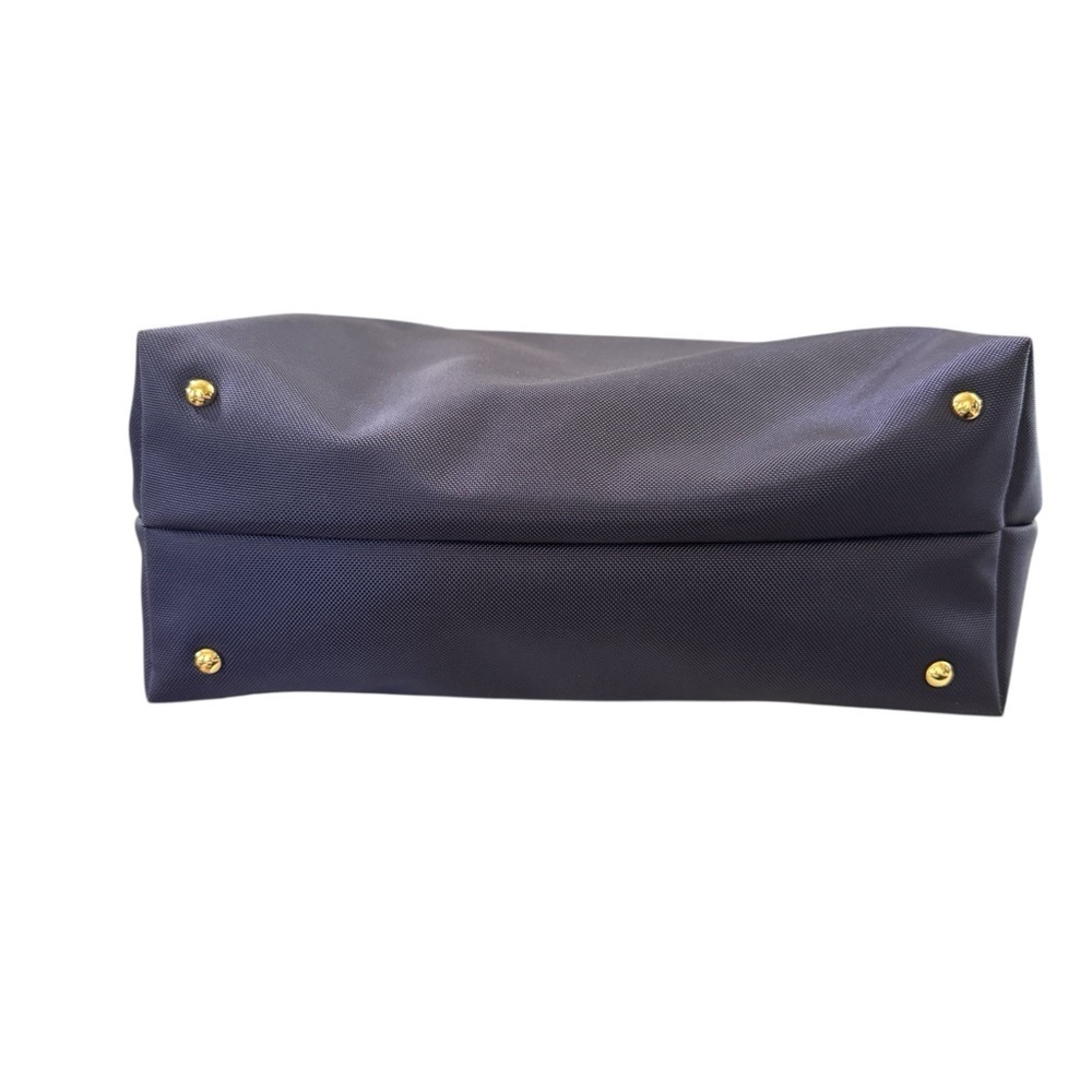 Lauren Ralph Lauren Navy Blue Tote Bag, Water-Resistant Fabric with Leather Trim - Picture 6 of 6